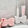 Portacepillos de Dientes con Forma de Corazón y Lazo para Niñas Lavabo de Baño Creativo Soporte de Almacenamiento para Cepillo de Dientes Eléctrico y Pasta de Dientes