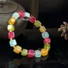 Pulseira de Turmalina Melancia, Pulseira de Jade Colorido Arco-Íris de Quartzo Jade, Colar de Jade Colorido Permeável ao Gelo e Hidratante