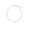 Collar de perlas de imitación de grano de arroz de alto brillo estilo retro francés, cadena para clavícula, elegante cadena de cuello con espaciador de cuentas de cobre de moda para mujer.