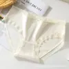 Panty japonés de estilo nuevo, transpirable para otoño, de seda helada con entrepierna de algodón, sin costuras, antibacteriano, cómodo, para mujeres y niñas, con lazo y ribete de encaje