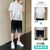 Camiseta de manga corta para hombre, verano, moderna, marca, holgada, seda de hielo, manga corta, ropa de baloncesto, chaleco, traje deportivo casual