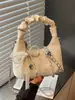 Bolso de Mano Pequeño Casual Simple con Cadena y Plisados, Color Sólido con Lazo, Nuevo 2026, para Mujer