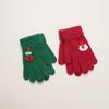Guantes de lana rosas y rojos con logo de conejo de cinco dedos para niños, lindos, súper lindos, para niños y niñas, de cinco dedos, cálidos, finos, para manos