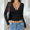 Di Yun Comércio Exterior Primavera/Verão 2026 Europeu e Americano Comércio Exterior Y2K Sexy Decote em V Profundo Vazado Doce e Picante Estilo Renda Blusa de Tricô Top Roupa Feminina
