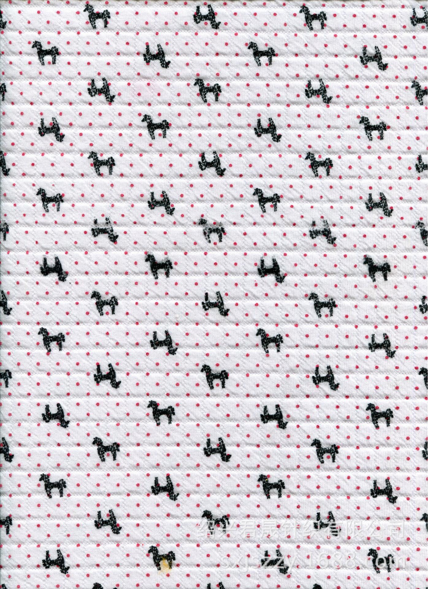 JS-KXM-0011小方格漂白底印梅红点黑马791
