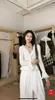Estilo Coreano Doce Puro Desejo Renda Slim-fit Malha Outono Nova Chegada Top Cintura Marcada Gola Suéter