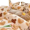 Juego de Cuatro Piezas de Terciopelo de Leche Cálido de Invierno Espeso Coral Fleece Franela Funda de Edredón Juego de Tres Piezas para Dormitorio de Estudiante