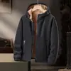 Chaqueta de lana gruesa y cálida para hombre, nueva, de otoño e invierno, informal, con capucha y forro polar de cordero
