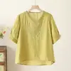 Conjunto de Camiseta Nova Moda de Manga Curta para Mães, Gola V, Caimento Solto, Esconde a Barriga, Emagrecimento, Blusa e Calça para Mulheres de Meia-Idade