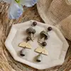 Brincos de Flor de Resina com Contas de Madeira e Agulha de Prata, Brincos de Estilo Boêmio Vintage, Brincos de Design Exclusivo para Mulheres, Sensação de Alto Padrão