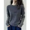 Camiseta de manga larga para mujer con diseño de dos piezas falso, patchwork a rayas, tejido de felpa cepillada, corte de hombro regular, cuello redondo, estilo casual, adecuada para usar en capas en otoño