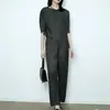 Conjunto de Ropa de Mujer Plisado Miyake: Conjunto de Dos Piezas para Mujer: Top Irregular Nuevo y Pantalones Rectos