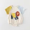 Roupas de Bebê, Moletons Triangulares Finos de Manga Curta para Verão, Macacões Fofos de Desenho Animado para Bebê Menino de Verão