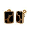 Pendientes Cuadrados Estampado Leopardo Vintage Moda Personalidad Celebridad de Internet Populares Pendientes Textura Felpa Bobina de Mosquitos Pendientes de Clip