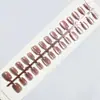 Uñas Postizas Combinadas Ojo de Gato Color Sólido Usables, Uñas de Manicura Color Sólido Blanqueadoras y de Alta Gama, Almendras Largas Removibles (30 piezas)