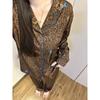 Pijama Feminino Estampa Leopardo Coreana Estampa Gatinho Verão 2025 Confortável Efeito Emagrecedor Conjunto para Casa Ins