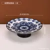 Elegante y creativa bandeja de té y pasteles de pie para uso doméstico, plato de cerámica para frutas y pasteles, juego de té estilo Zen y bandeja de servicio para invitados