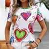 Camiseta de Moda Transpirable de Verano para Mujer con Interesante Estampado de Rostro Abstracto 3D, Nueva Camiseta de Cuello Redondo 2024