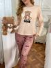 Pijama Novo Transfronteiriço para Mulheres, Pulôver de Gola Redonda, Conjunto de Manga Longa, Roupa de Casa Elástica Solta e Confortável Conjunto de Duas Peças Que Pode Ser Usado Fora