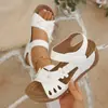 Sandalias Romanas Retro de Cuña con Tira Cruzada Tallas Grandes para Mujer 2026 Verano Huecas de Suela Gruesa de Una Tira Sandalias de Playa para Mujer