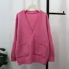 Cárdigan de Punto Gris Nueva Colección Primavera 2025 Estilo Coreano Holgado y Versátil Suave como la Cera Chaqueta Suéter para Mujer de Moda
