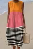 Vestido Holgado con Estampado y Cuello en V Estilo Nuevo Primavera 2026 para Mujer Estilo Vacacional en la Costa Vestido Casual de Playa de Manga Corta