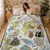 Manta con diseño de mapa de animales transfronterizo, hecha a medida, superventas en Amazon para niños y adultos, manta para pintar y garabatear a mano DIY