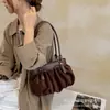 Bolso de hombro plisado de moda para mujer, nuevo bolso retro de gamuza tipo nube, bolso de mano para el trabajo