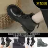 Botas Martin Domésticas para Mulheres, Botas Individuais Novas Versáteis com Forro de Lã de Inverno, Estilo Britânico Fino de Primavera e Outono, Botas Curtas de Solado Grosso Pretas