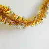 Guirnalda de espumillón para decoración de Navidad, espumillón de copo de nieve, suministros para decoración de fiestas navideñas, guirnalda de lentejuelas dorada, verde, roja, plateada