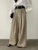Calça Jianhe de Cintura Alta com Pregas Duplas e Perna Larga para Mulheres, Novo Estilo Primavera, Simples e Solta, Calça Casual Versátil para Trabalho e Lazer 59270