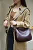 Bolsa de ombro feminina transversal, bolsa de ombro casual da moda, bolsa de alta qualidade, grande capacidade, de couro bovino, com axilas duplas, portátil