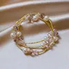 Pulsera de Cristal de Fresa Natural de Tres Capas Apilable para Mujer, Estilo Diseñador, Joyería de Mano con Perlas de Imitación de Lujo Ligero al por Mayor