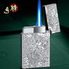 Dikang DK712 Dragon e Phoenix Chengxiang Dupla face de relevo tridimensional Aço galvanizado som som reto isqueiro de chama azul