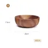Cuenco de Madera de Fondo Plano Estilo Japonés, Cuenco de Madera Maciza de Madera de Acacia, Recipiente Grande de Madera, Cuenco de Arroz de Madera, Cuenco para Mezclar Masa, Cuenco para Ensalada de Frutas