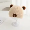 Gorro de Oso 3D de Dibujos Animados, Bonito Gorro de Punto con Borde Rizado, Versátil Estilo Coreano para Otoño e Invierno, Cálido y Resistente al Frío