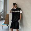 Verão 2023 Novo Conjunto Esportivo Casual Masculino com Design Listrado Colorido, Colete sem Mangas e Shorts, Peça Única da Moda, Marca