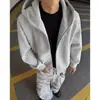 Moletom cardigã com capuz estilo americano, peso pesado, gola alta, para homens e mulheres, design moderno de caimento solto, moletom com zíper, jaqueta esportiva para casais