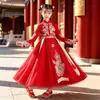 Vestido Hanfu de estilo chino para niña, otoño e invierno, falda ru bordada vintage, traje Tang de estilo antiguo de manga larga, ropa étnica para niños