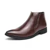 Botines Chelsea de Puntera Puntiaguda para Hombre Talla Grande Transfronterizos Moda Británica Formal de Negocios Casual Zapatos de Cuero de Caña Alta Botines Cortos para el Trabajo