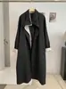 Gabardina larga KEKEZOON con bloques de color y cuello de corbata para mujer, nueva chaqueta casual de manga larga para otoño 9079