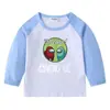 Camiseta infantil de primavera y otoño 2023, nueva camiseta de manga larga con cuello redondo y dibujos animados, camiseta de algodón para bebés y niños.