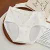 Ropa Interior de Algodón Puro para Mujer, Estilo Dulce Floral, 10A Antibacteriana, de Cintura Media, Entrepierna Extensa de Algodón Puro, sin Costuras, Bragas Cómodas