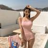 Venta al por mayor transfronteriza nuevo Corea del Sur Dongdaemun estilo ins simple niña rosa tirante traje de baño de una pieza para mujer