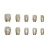 10 Piezas de Uñas Portátiles Hechas a Mano Codificadas, Nuevas Uñas Portátiles con Lentejuelas Doradas, Esmalte de Uñas Ojo de Gato Corto Estéreo 3D