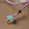 Corda de Pingente de Lótus de Lado Único com Pingente de Jade e Ouro, Corda de Colar com Pingente de Jade Fresco Tecida à Mão para Homens e Mulheres, Atacado