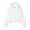 Moletom com capuz feminino curto estilo europeu e americano 350g, jaqueta com capuz outonal de corte solto que emagrece com texto estampado