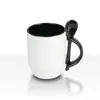 Tazas de Transferencia por Sublimación al por Mayor con Interiores de Color, Tazas de Café, Tazas de Agua, Tazas Recubiertas de Cerámica con Cucharas Adjuntas