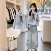 Sudadera Falsa de Dos Piezas para Niña, Nueva Camisa de Estilo Universitario Otoñal con Parches en el Cuello, Ropa Infantil para Niñas, Manga Larga de Primavera y Otoño