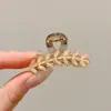 Presilha Pequena de Garra com Strass e Espiga de Trigo de Luxo Leve para Mulheres, Grampo de Meio Preso de Alta Qualidade, Presilha de Tubarão para Nuca, Presilha para Franja Lateral
